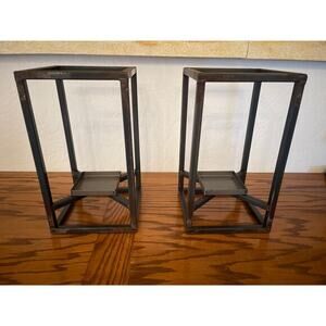 Vintage set of two pottery barn, industrial candleholders